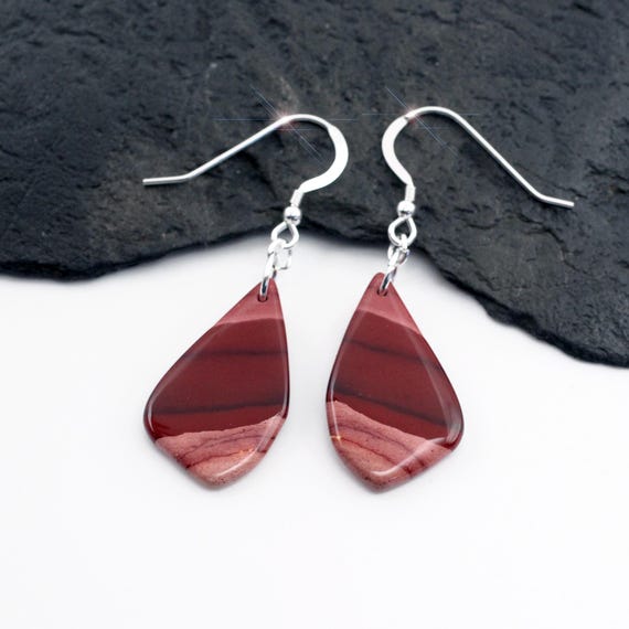 Desert Sunset - Beautiful Natural Mookaite Sterling Silver Earrings
