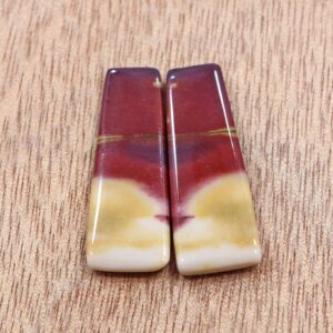 Mookaite Jasper Earring Pair: Fancy Cut Gemstone (12x32 Mm, 27.75 Cts)