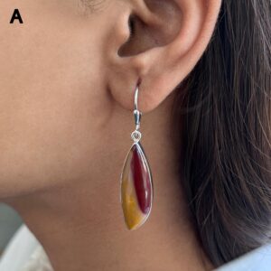 Mookaite Leverback Earring / 925 Sterling Silver / Healing Gemstone / Gift For Her / Fancy Cab / Mookaite Jewelry / Statement Earring