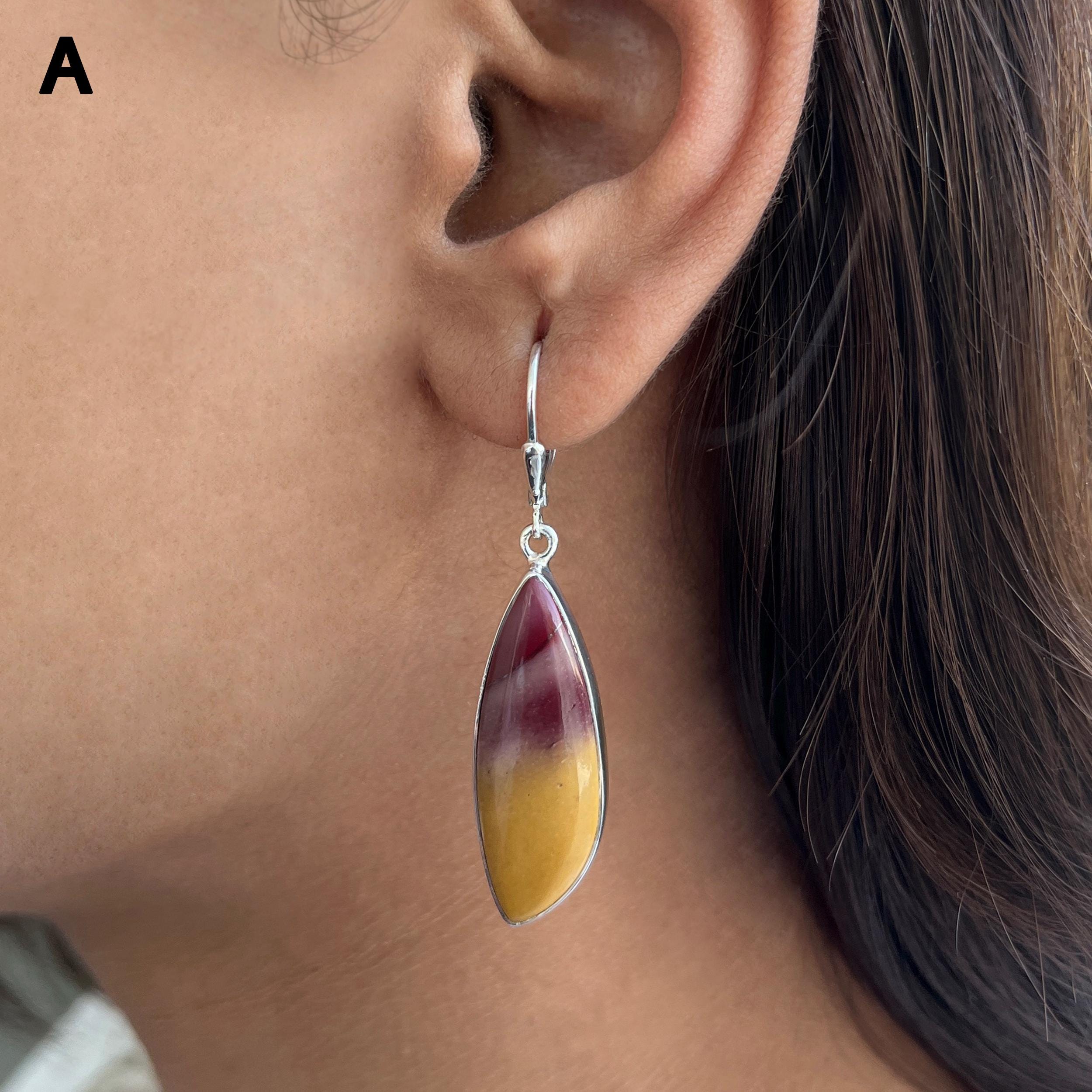 Mookaite Leverback Earring / 925 Sterling Silver Earring / Healing Gemstone / Gifts For Her / Natural Mookaite Jewellery / Statement Earring