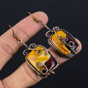 Natural Mookaite Earrings, Solid Copper Wire Wrapped Jewelry, Mookaite Gemstone Handmade Jewelry Dangle Earrings Wedding & Engagement Gifts Natural Mookaite Earrings, Solid Copper Wire Wrapped Jewelry, Mookaite Gemstone Handmade Jewelry Dangle Earrings Wedding & Engagement Gifts