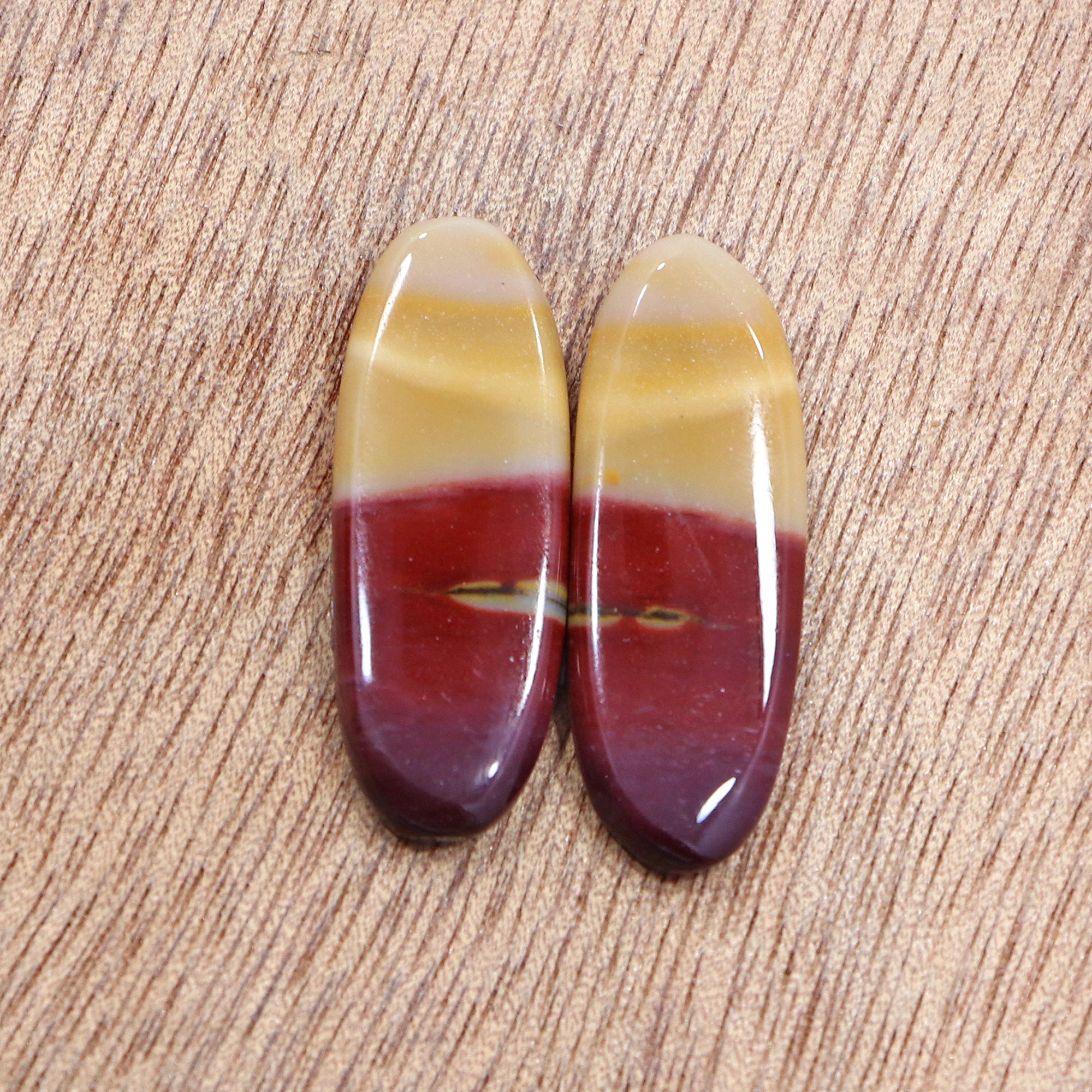 Mookaite Jasper Pair: Oval Cut Gemstone For Earrings (11x32 Mm)