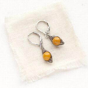 Perfect Wrap Mookaite Earrings, Dainty Yellow Gemstone Earrings, Lightweight Earrings, Summer Earrings, Gifts For Her, Handmade Earrings