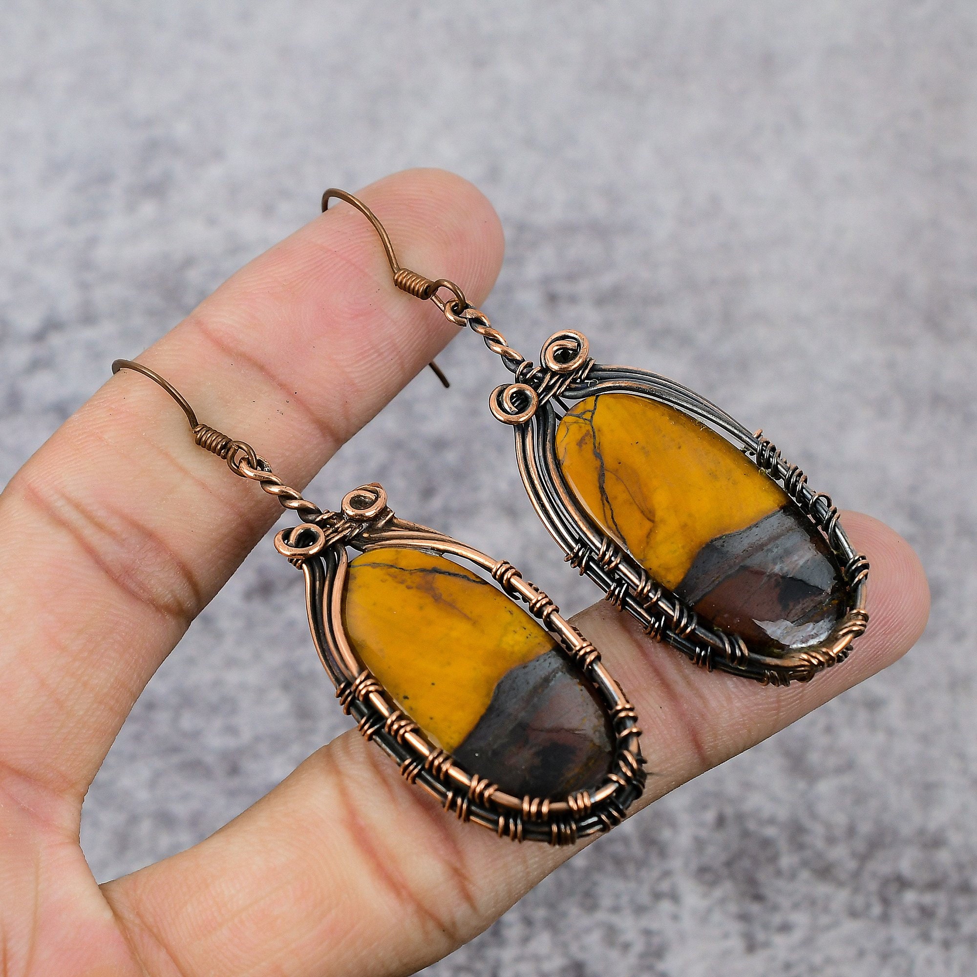 Mookaite Earrings, Pure Copper Wire Wrapped Earrings, Natural Mookaite Stone Jewelry Dangle Earrings For Women, Gift For Her, Gifts For Mom Mookaite Earrings, Pure Copper Wire Wrapped Earrings, Natural Mookaite Stone Jewelry Dangle Earrings For Women, Gift For Her, Gifts For Mom