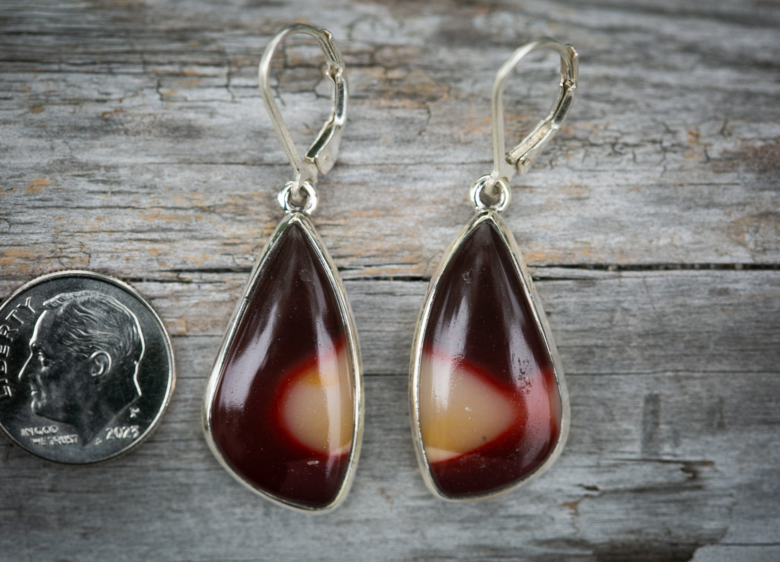 Mookaite Jasper Sterling Silver Dangle Earrings – Australian Jasper