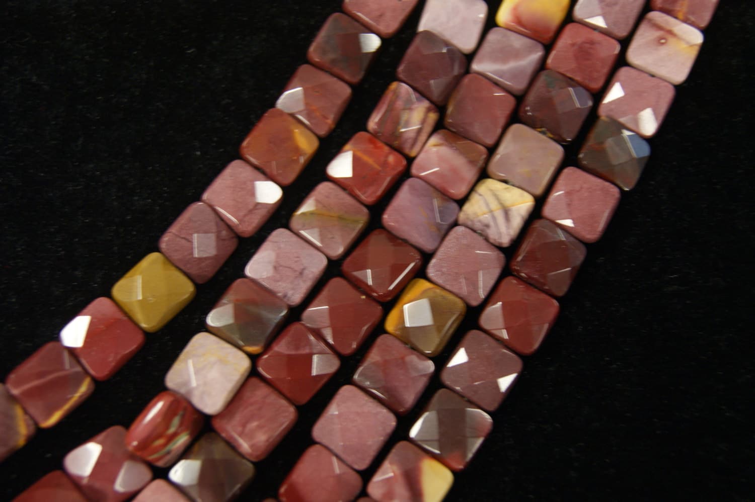 Mookaite 12x12x 5mm Faceted Square Gemstone Bead - 15.5 Inch Strand