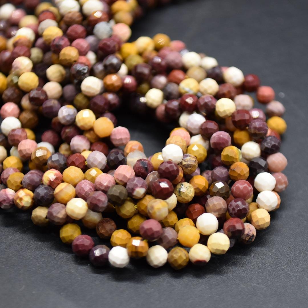 4mm Mookaite Faceted Round Beads - 15" Strand | Semi-precious Gemstone Beads For Jewellery Making