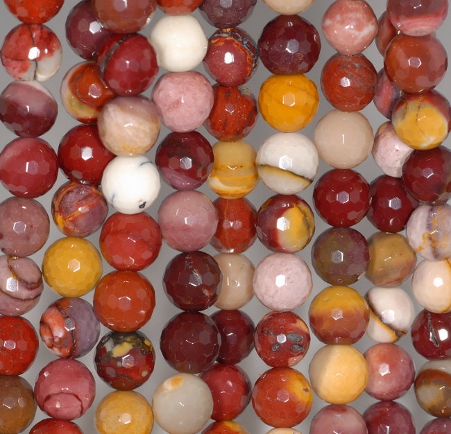 8mm Mookaite Gemstone Faceted Round Loose Beads 15 Inch Full Strand (80002028-a64)