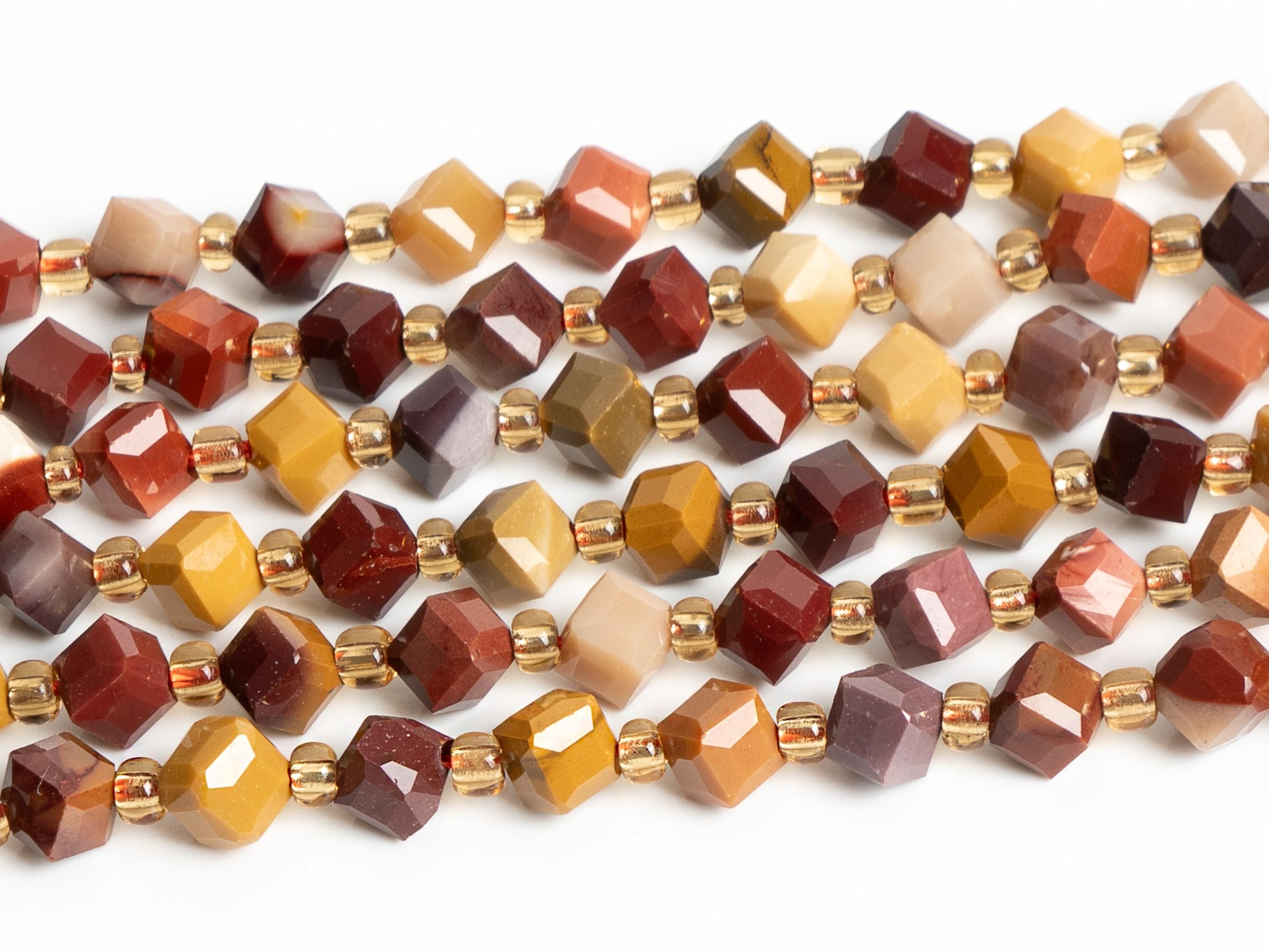 8mm Red Yellow Mookaite Beads Grade Aaa Genuine Natural Gemstone Faceted Cube Loose Beads 15"/7.5" Bulk Lot Options