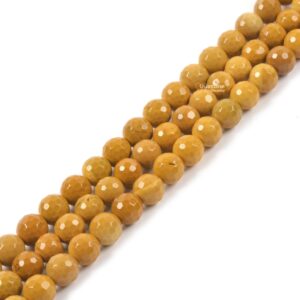8mm Faceted Yellow Mookaite Jasper Round Ball Loose Beads Gemstone Bead Jewelry Making Handmade Strand