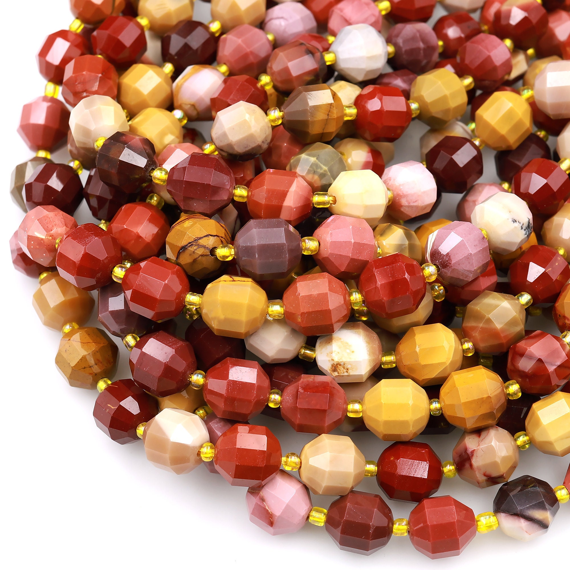 Australian Mookaite Jasper 6mm 8mm 10mm Beads Faceted Energy Prism Satellite Cut Gorgeous Sunset Colors Maroon Red Yellow Tan 15.5" Strand Australian Mookaite Jasper 6mm 8mm 10mm Beads Faceted Energy Prism Satellite Cut Gorgeous Sunset Colors Maroon Red Yellow Tan 15.5" Strand