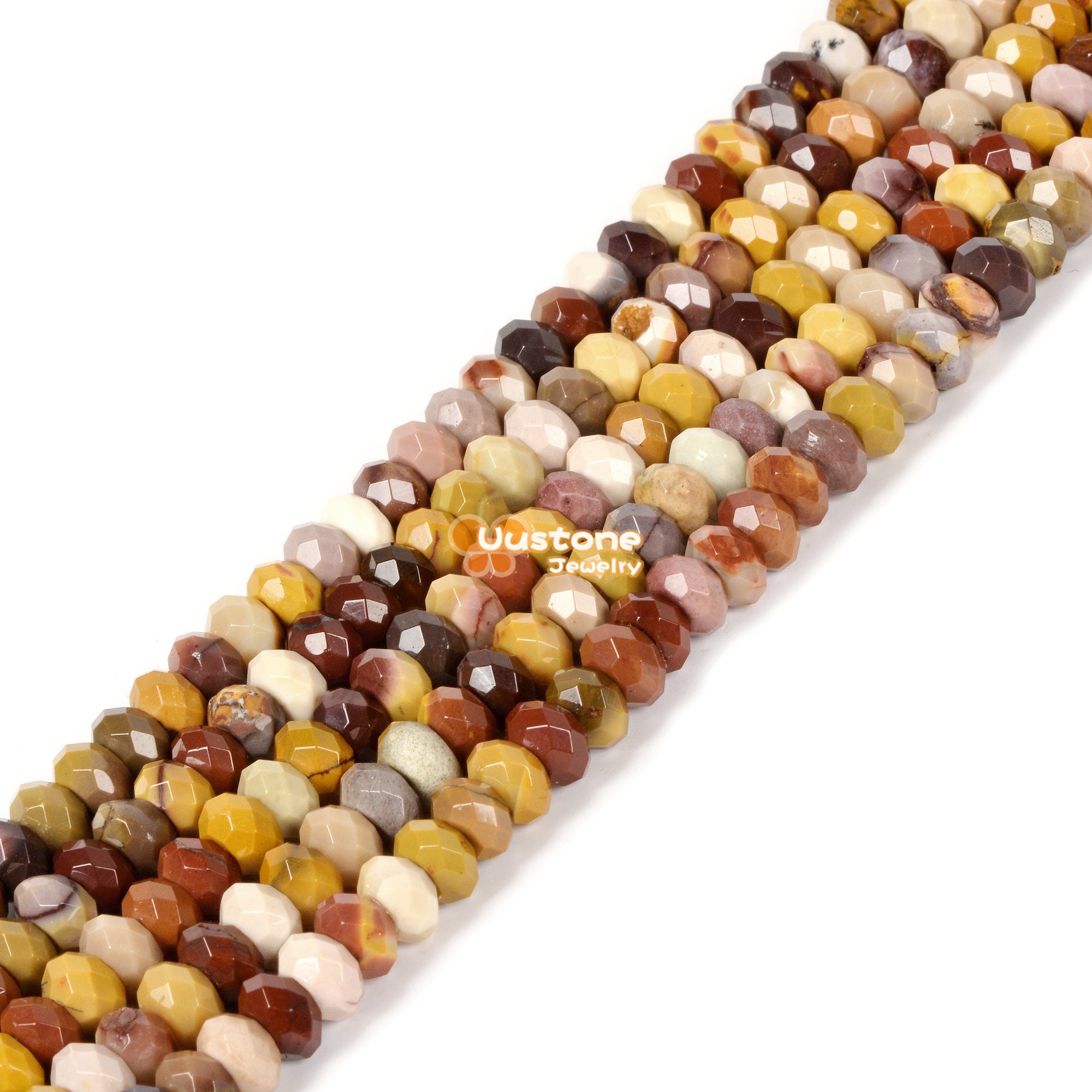 Natural Mookaite Jasper 8mm Faceted Rondelle Spacer Loose Beads 15 Inch For Jewelry Making Beads