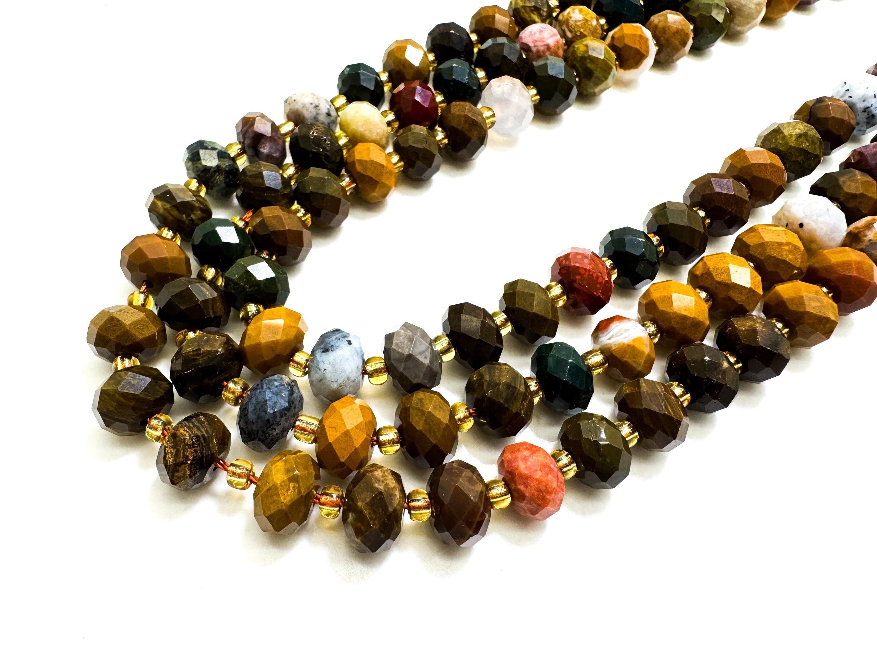 Natural Mookaite Brown Jasper Faceted Rondelle 5mm X 8mm Gemstone Beads - Pgs321