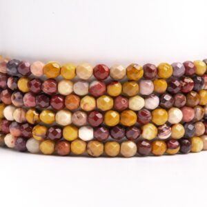 Natural Multicolor Mookaite Gemstone Grade Aa Faceted Round 4mm Loose Beads