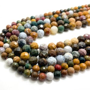 Natural Mookaite Jasper Faceted Round Ball Sphere Size 6mm 8mm Brown Gemstone Beads - Rnf88