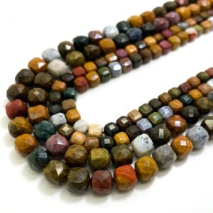 Natural Mookaite Jasper Square Cube Faceted Size 6mm 7mm Pink Gemstone Beads - Pgs262