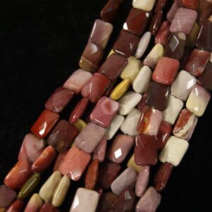Mookaite Faceted Rectangle Shaped Gemstone Bead 16mm x 12mm x 5mm~-15.5 inch strand-