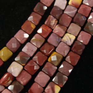 Mookaite Faceted Square Shaped Gemstone Bead 12mm x 12mm x 5mm~-15.5 inch strand-