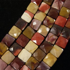 Mookaite Faceted Square Shaped Gemstone Bead 14mm x 6mm~-15.5 inch strand-