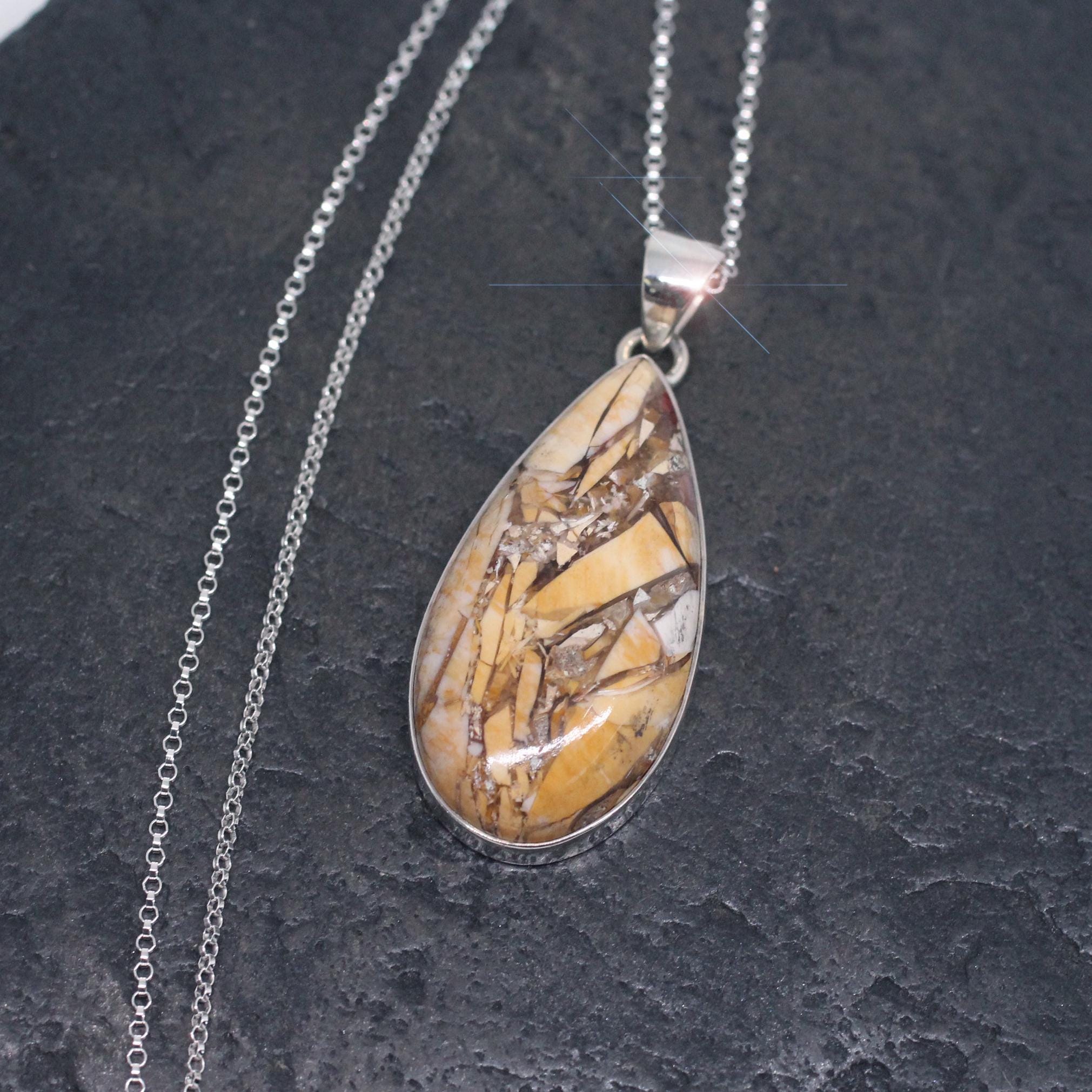 Abstract Desert - Beautiful Brecciated Mookaite Sterling Silver Necklace