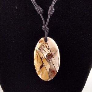 Brecciated Mookaite Jasper And Leather Adjustable Necklace Handmade By Chris Hay