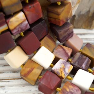 Mookaite Cubes/cubic beads 11-12mm Matte (ETB00518)  Unique jewelry/Vintage jewelry/Gemstone necklace