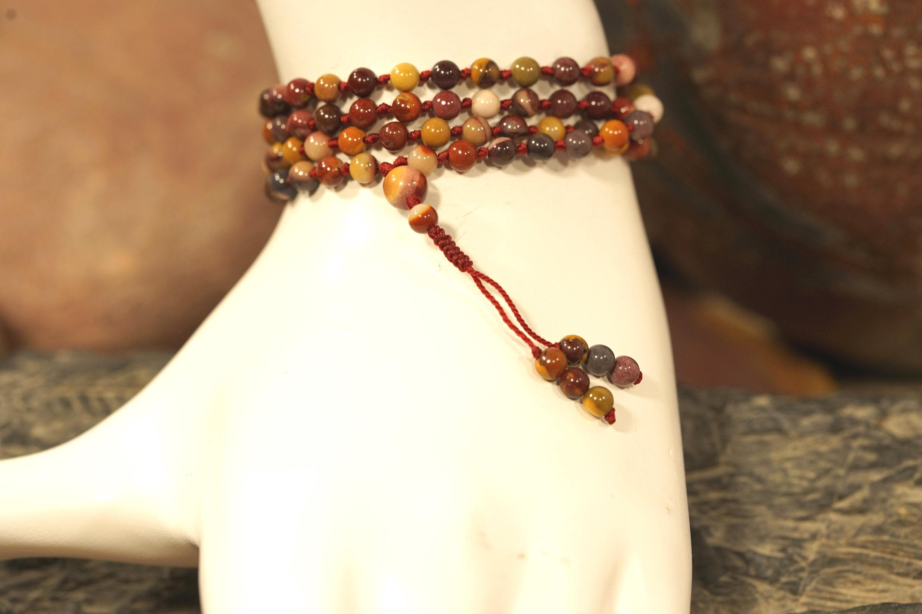 Dainty Mookaite Jasper Necklace • 108+1 • 4mm • Adventure Stone • Earthy Jewelry • Dainty Mala Beads • Writer's Gift • Unique Gift • 4444