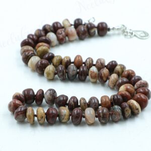 Hand Knotted Mookaite Jasper Necklace, Earthy Burgundy Mustard Gemstone Choker, Natural Australian Stone Jewelry, Silk Knotted Boho Gift