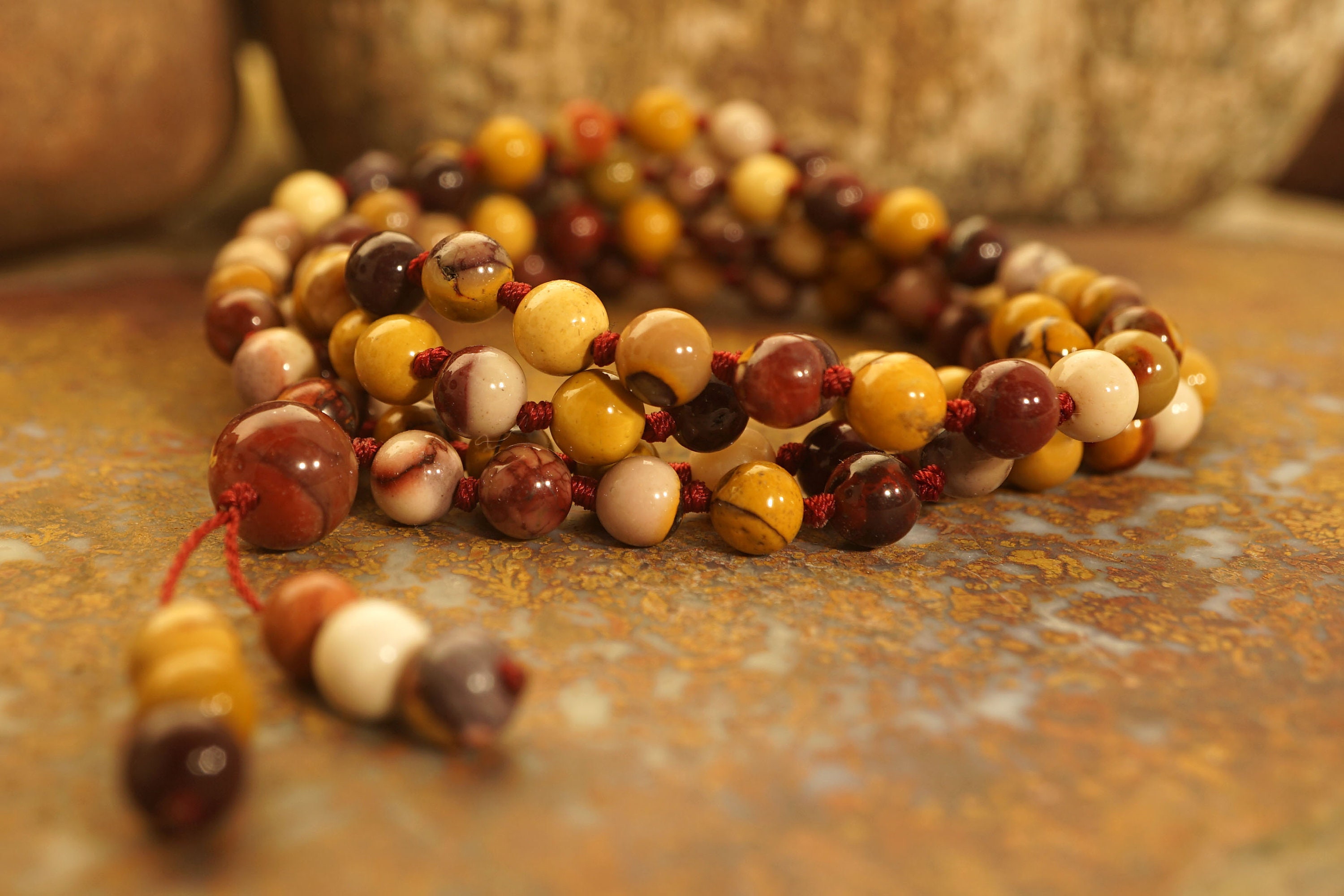 Mookaite Jasper Hand-knotted Mala • Mookaite Mala • Mookaite Jasper Mala Beads • Tassel Necklace • Tassel Mala • 6mm • 2672