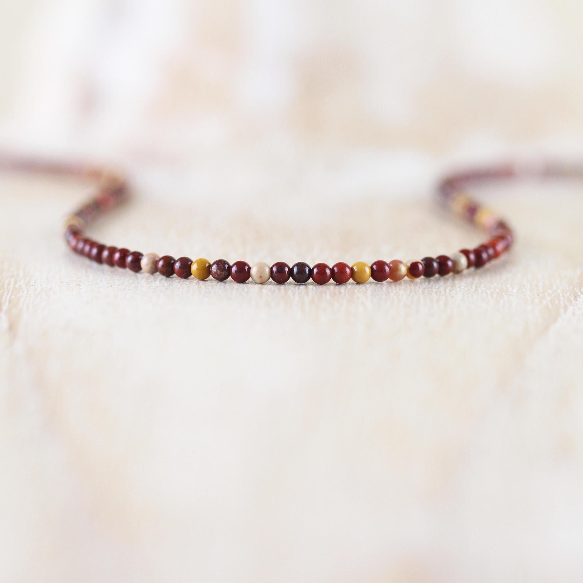 Mookaite Jasper Necklace In Sterling Silver, Gold Or Rose Gold Filled, Dainty Gemstone Choker, Long Layering Necklace