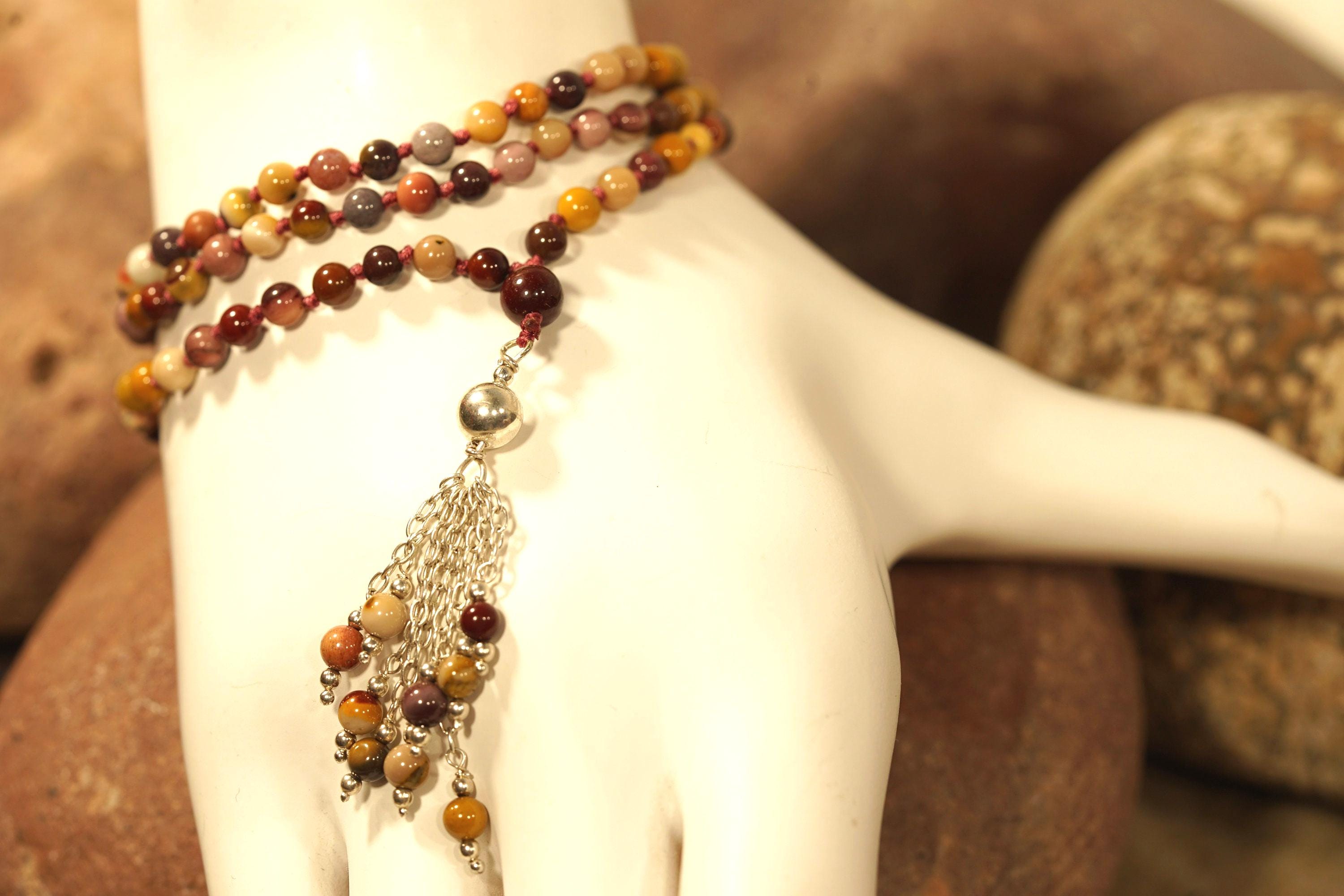 Mookaite Jasper Knotted Mala • 6mm • 108+ • Dainty Mookaite Necklace • Wellness Mala • Earthy Tones Mala • Adventure Mala • 4538