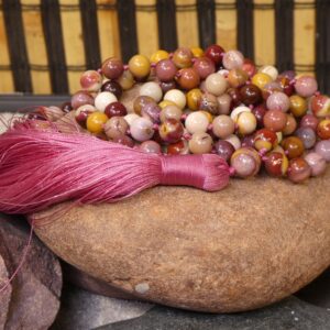 Mookaite Jasper Mala (aaa) • 108+ • Knotted • Pink Statement Tassel • All Occasions • Philosopher's Gift • Feminist Jewelry • 0212