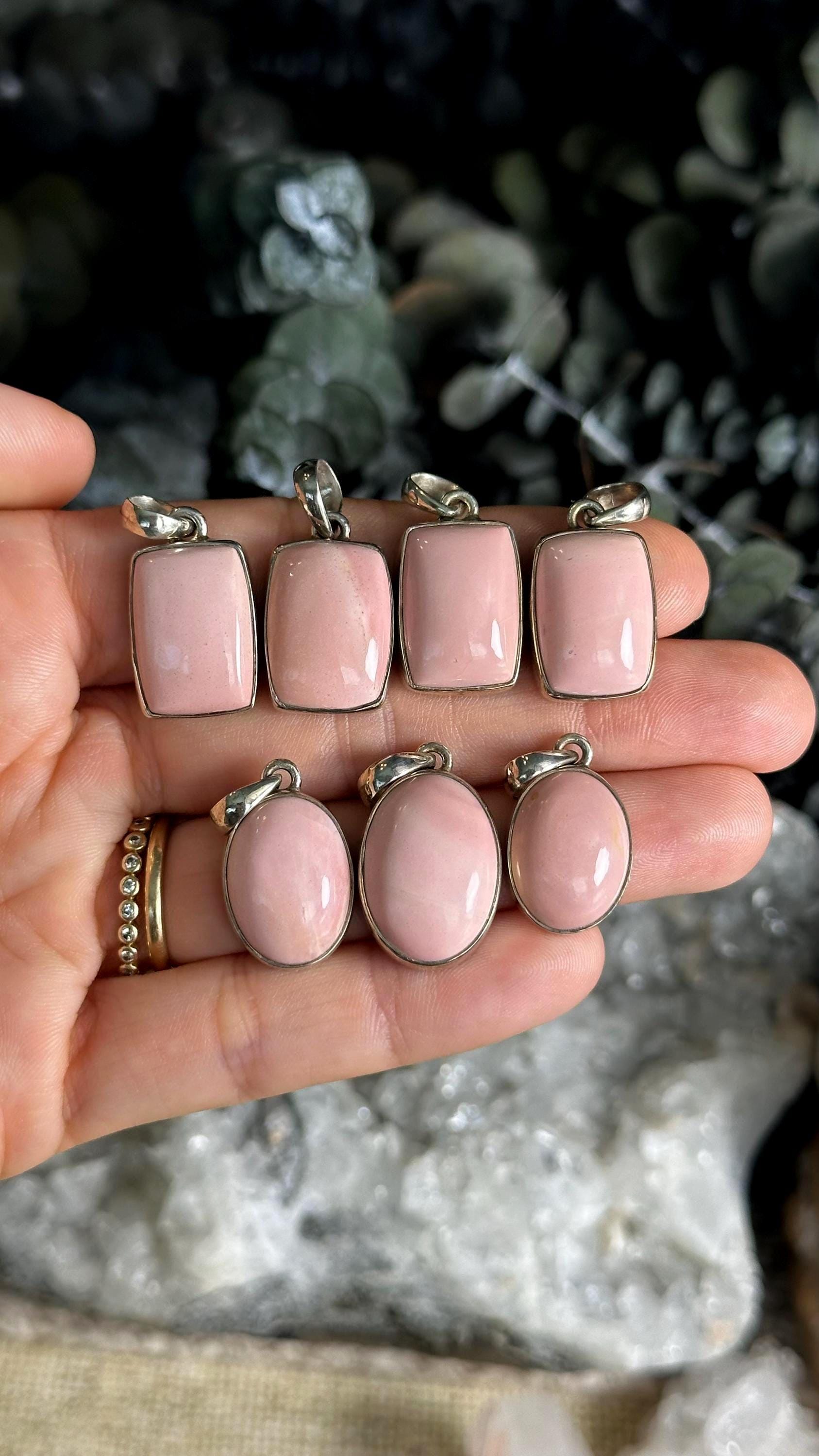 Pastel Pink Mookaite Necklace, .925 Sterling Silver