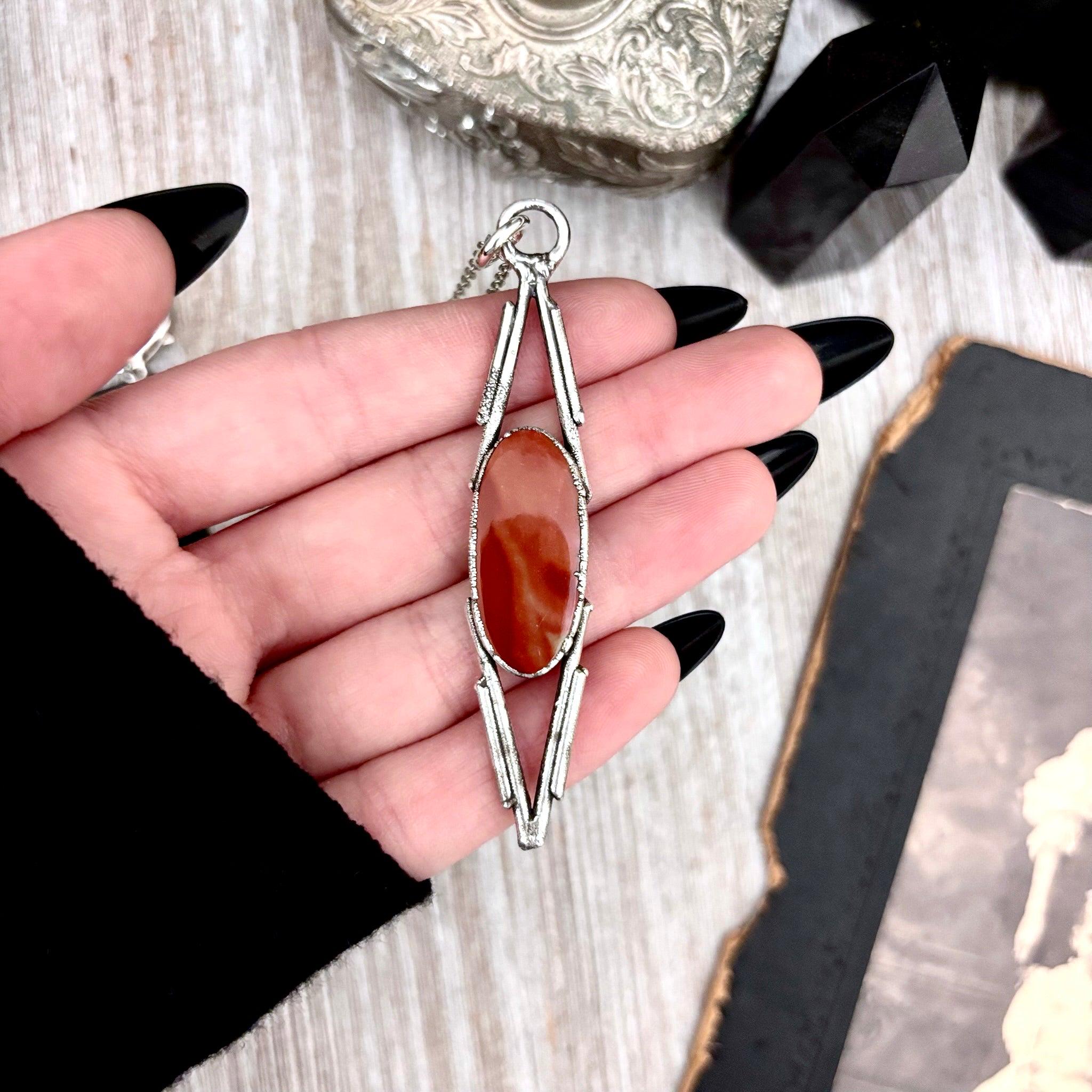 Red Mookaite Crystal Necklace In Fine Silver / Foxlark Collection - One Of A Kind Red Mookaite Crystal Necklace In Fine Silver / Foxlark Collection - One Of A Kind