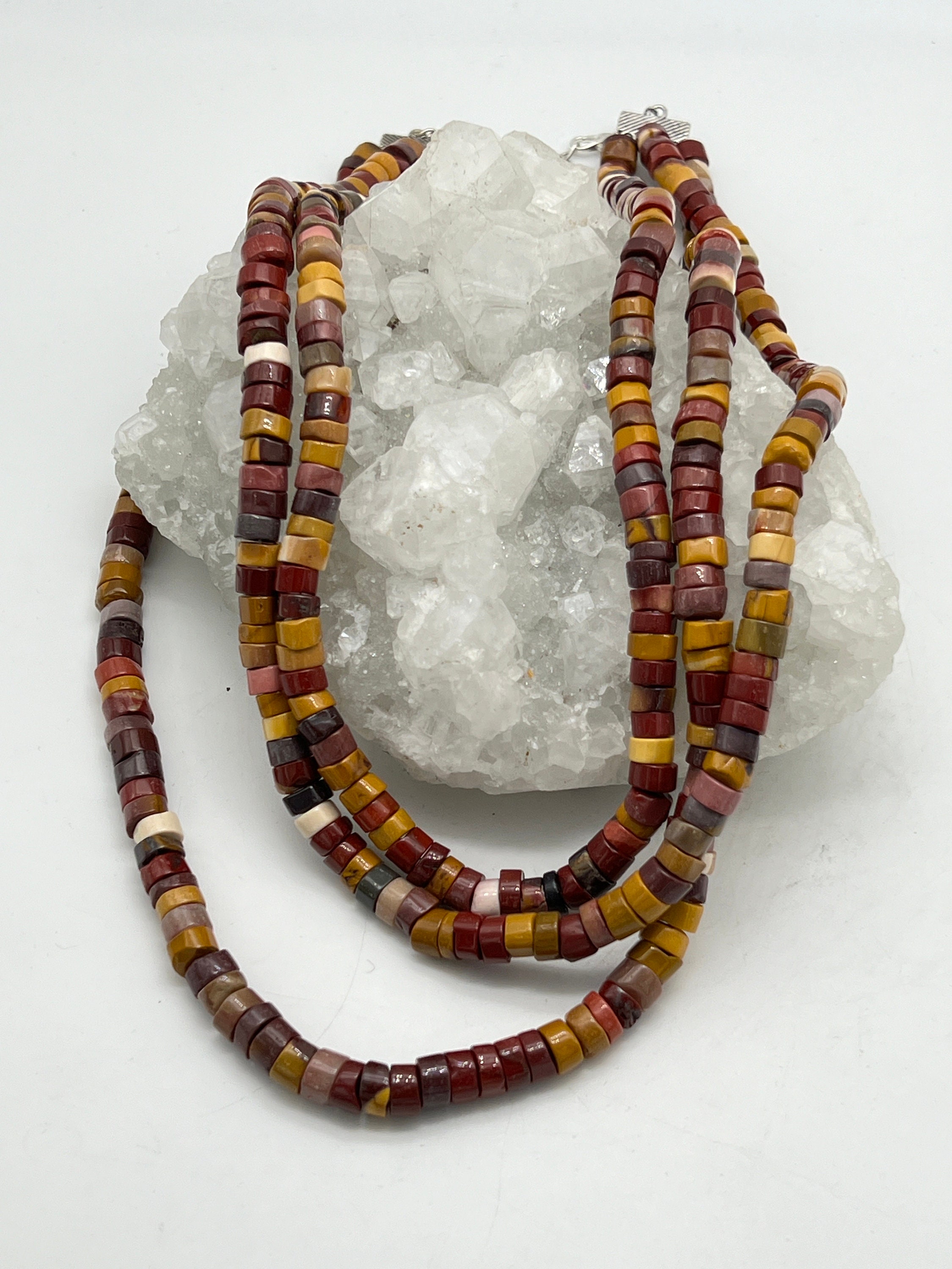 Three Strand Mookaite Beaded Necklace-18-20” Adjustable Three Strand Mookaite Beaded Necklace-18-20” Adjustable