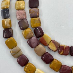 12mm Puff Square Mookaite Gemstone Beads. 15” Strand Of High Quality Square Beads, Roughly 32 Beads Per Strand. Mooka Jasper