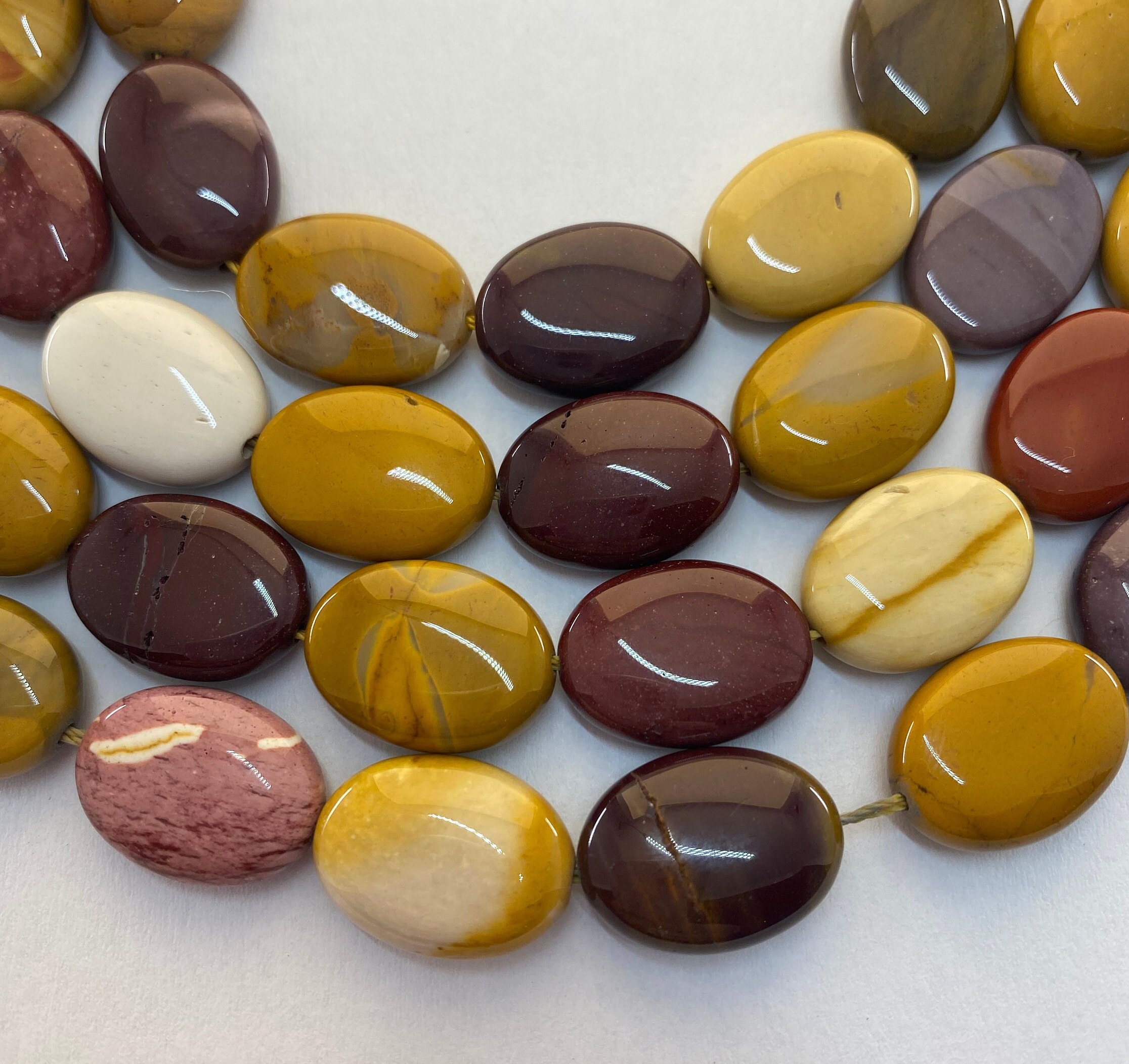 13x18mm Mookaite Oval Gemstone Beads. 15” Strand Of Oval Beads, 22 Beads Per Strand. Mooka Jasper. Moukaite.