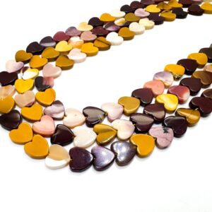 Mookaite Jasper Flat Heart Beads: 6mm 8mm Polished Australian Gemstone, Jewelry Making - Pgs411
