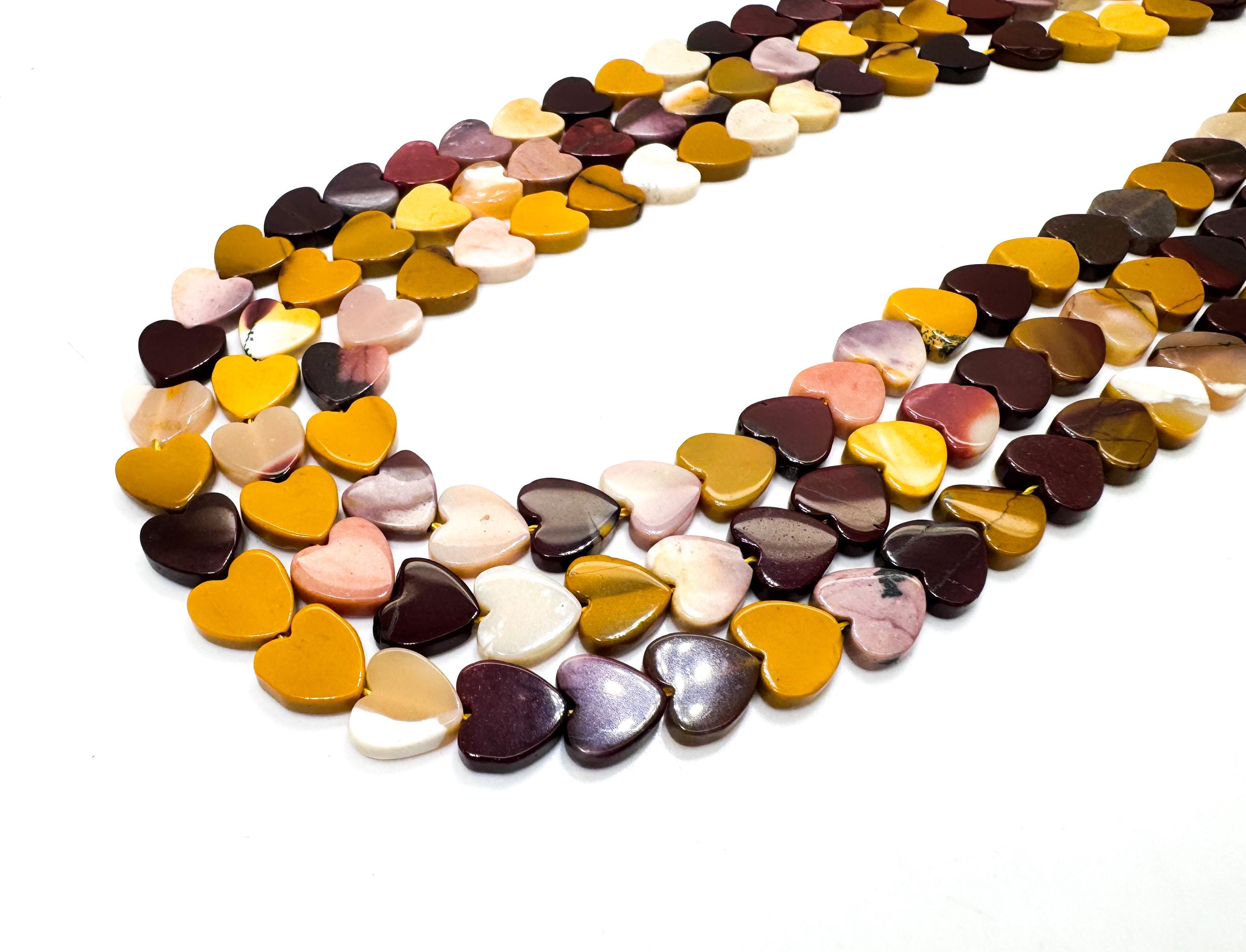 Mookaite Jasper Flat Heart Beads: 6mm 8mm Polished Australian Gemstone, Jewelry Making - Pgs411 Mookaite Jasper Flat Heart Beads: 6mm 8mm Polished Australian Gemstone, Jewelry Making - Pgs411