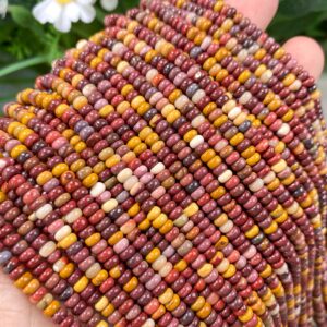 Natural 2x4mm Mookaite Smooth Rondelle / heishi Beads, loose Gemstone Crystal Beaded, bracelets / necklace Making Beads, for Jewelry Making.
