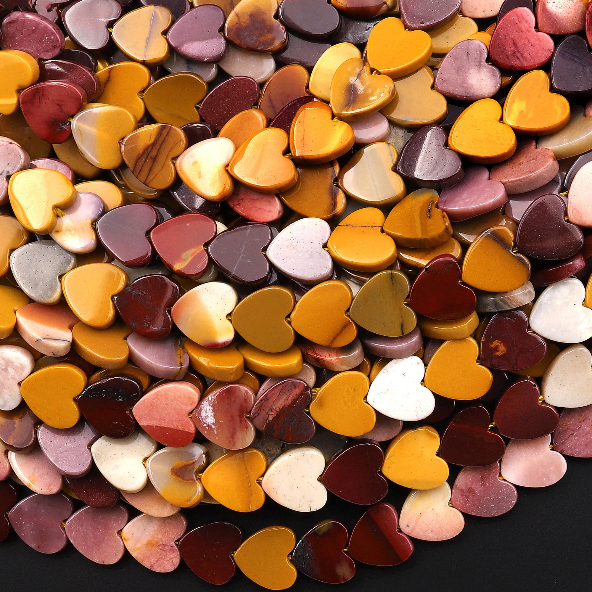 Natural Australian Mookaite Jasper Heart 8mm Beads Center Drilled Maroon Yellow Gemstone 15.5" Strand Natural Australian Mookaite Jasper Heart 8mm Beads Center Drilled Maroon Yellow Gemstone 15.5" Strand
