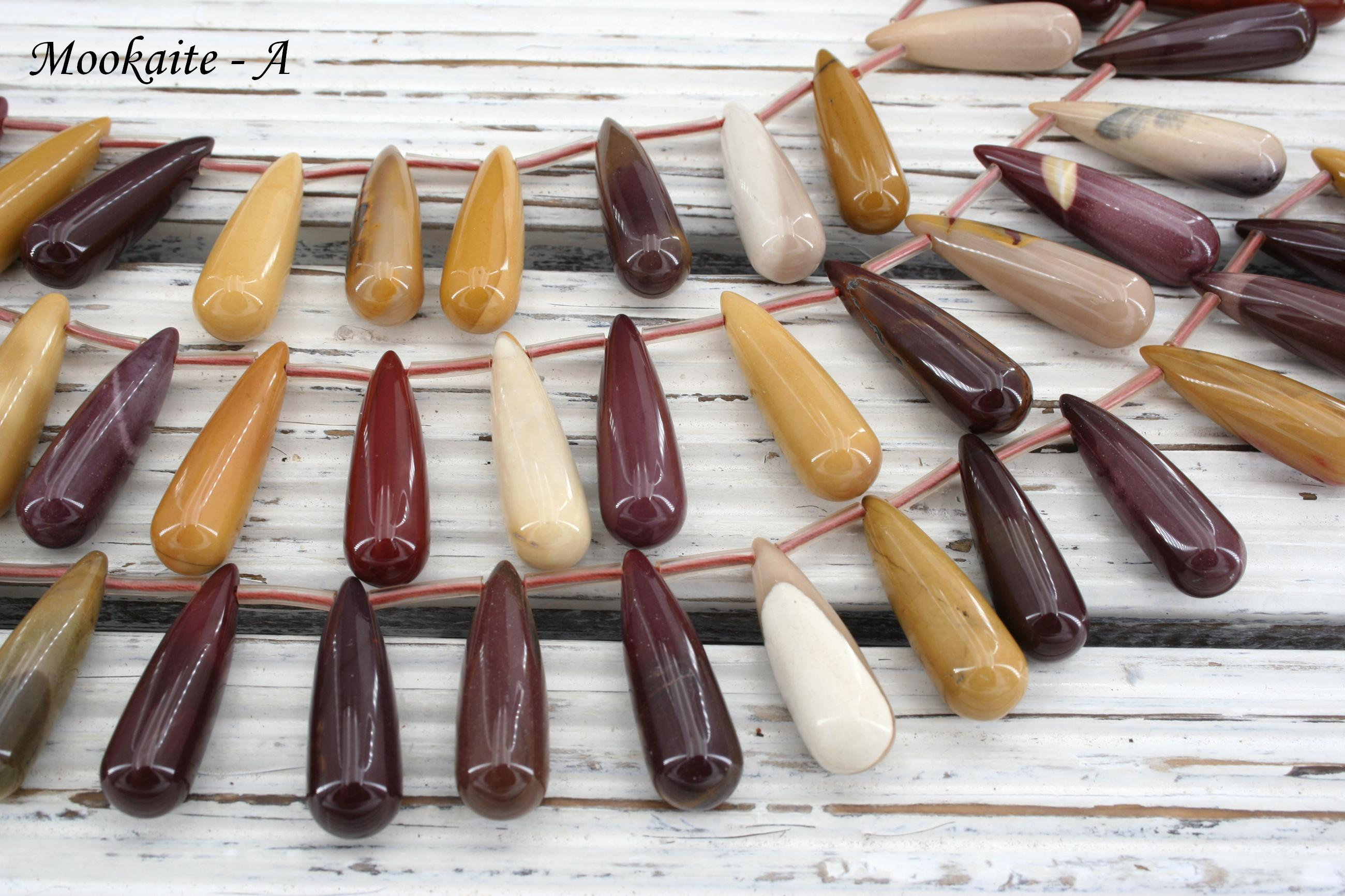 Mookaite & Noreen Jasper Teardrop Beads 28-32.5mm (etb01254) Unique Jewelry Vintage Jewelry Gemstone Necklace