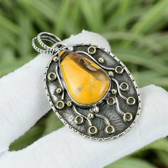 Brecciated Mookaite 925 Sterling Silver Pendant - Handmade Gemstone Jewelry