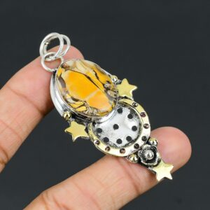 Brecciated Mookaite Star Pendant: 925 Sterling Silver, 18K Gold Plated