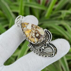 Handmade Brecciated Mookaite 925 Sterling Silver Pear Pendant