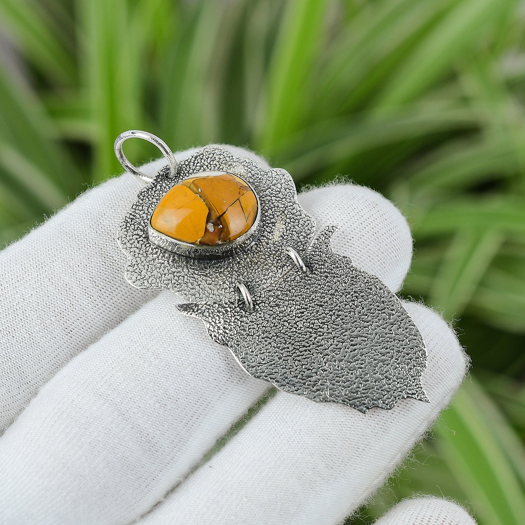 Handmade Brecciated Mookaite 925 Sterling Silver Pendant