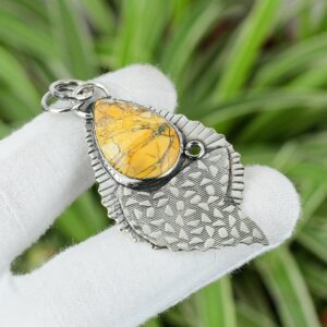 Handmade Brecciated Mookaite 925 Sterling Silver Pear Pendant