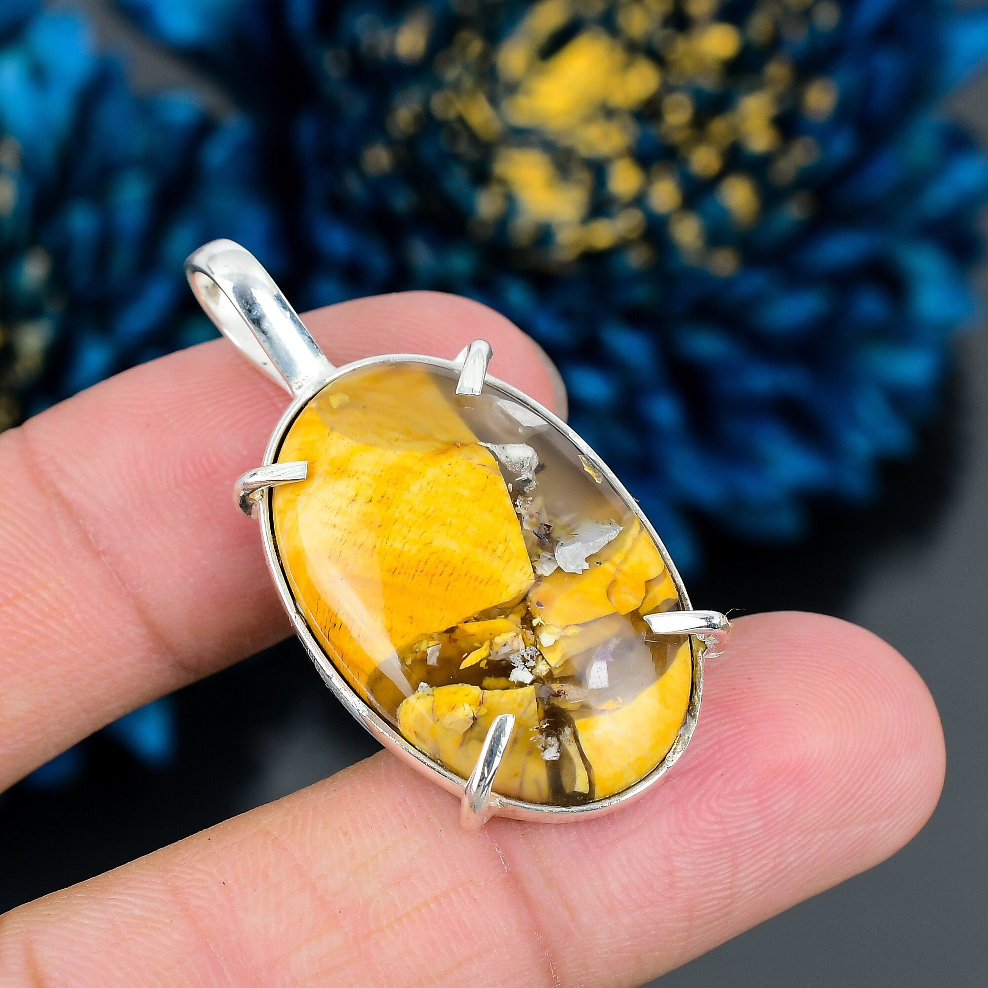 Handmade Brecciated Mookaite Pendant: 925 Sterling Silver Gemstone Jewelry