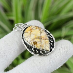 Handmade Brecciated Mookaite 925 Sterling Silver Pear Pendant