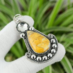 Handmade Brecciated Mookaite 925 Sterling Silver Pendant